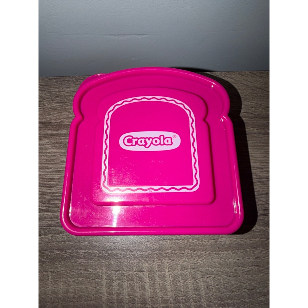 Crayola Pink Purple Bread Shaped Sandwich Container Plastic Lunch Box